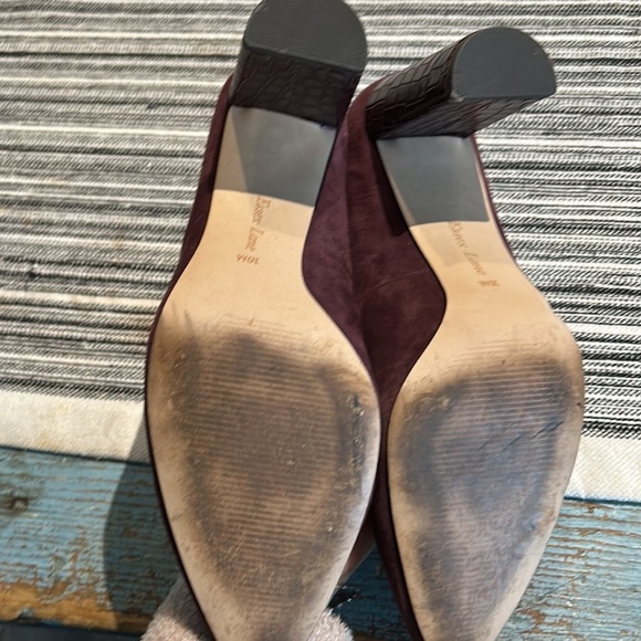 Essex Lane Burgundy Suede with Croc Embossed Square Heels Size 10 - Picture 5 of 6